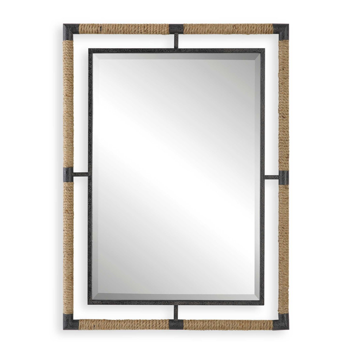 Melville Iron & Rope Mirror, by Uttermost, 2'4" width x 3'2" height x 1.5" depth View 1