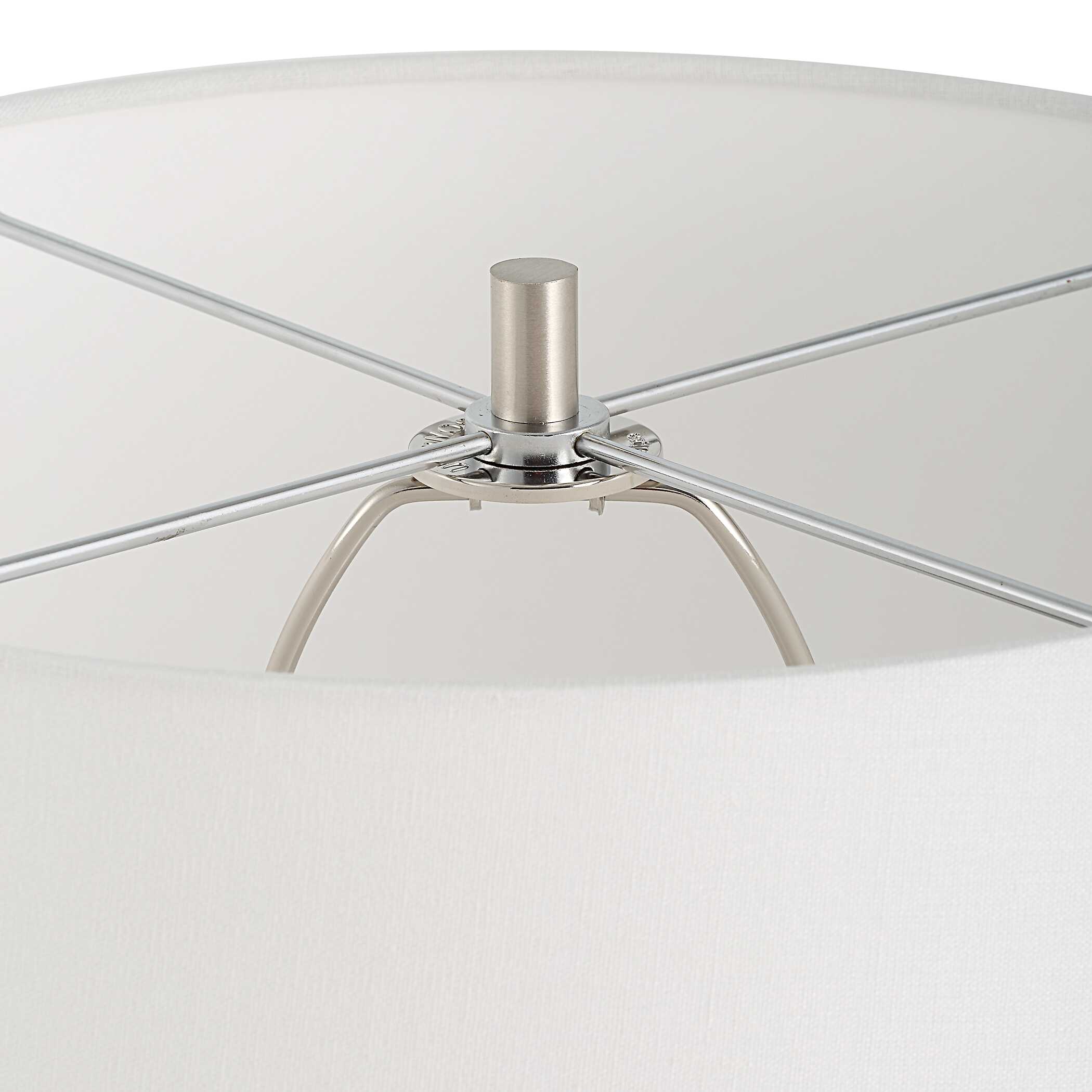 Quinn White & Silver Table Lamp large image 