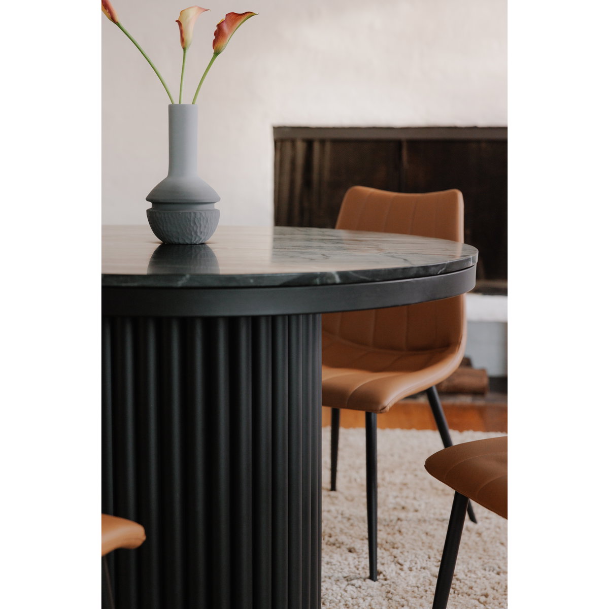 Tower Dining Table Black Marble, by Moe's Home, 42" width x 30" height x 42" depth View 6