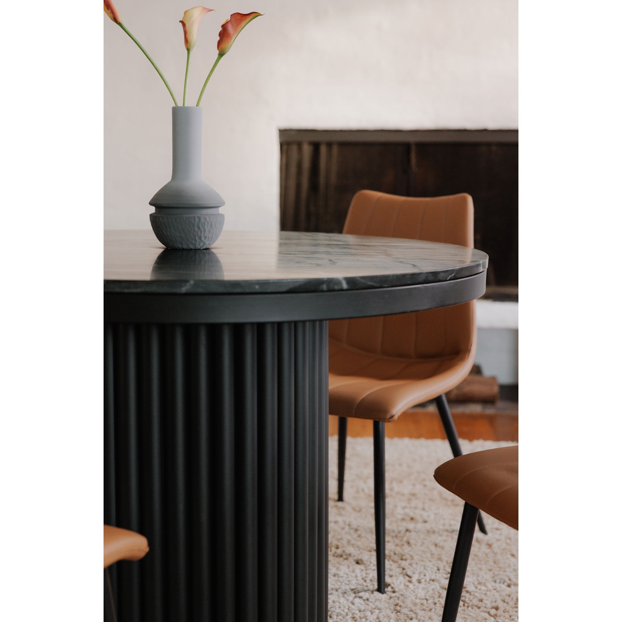 Tower Dining Table Black Marble large image 