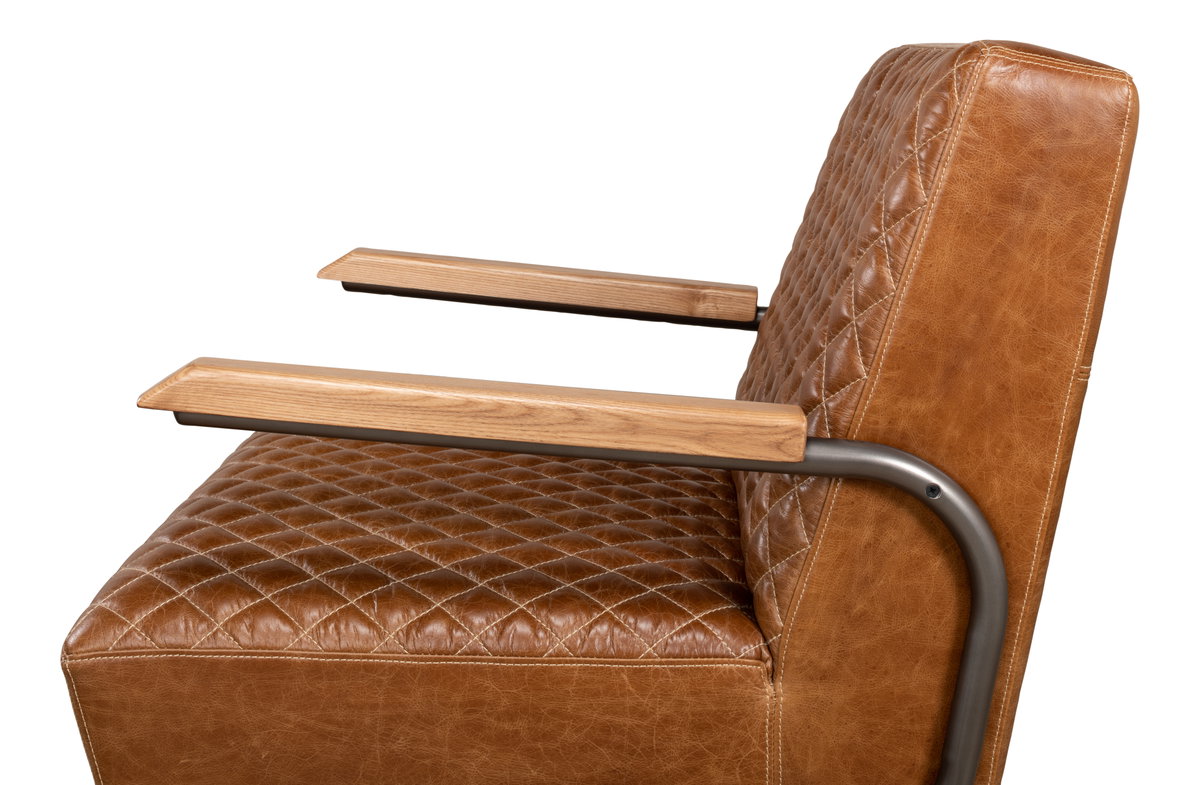 Beverly Hills Chair  Cuba Brown Leather, by Sarreid, 2'9" length x 2'4" width x 2'9" height View 9