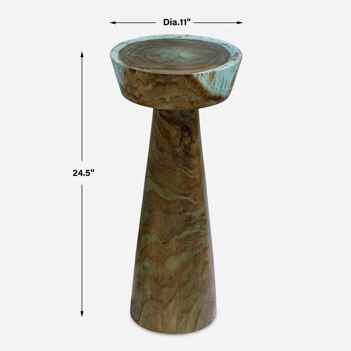 Mano Blue-Green Drink Table, Side & End Table by Uttermost, 11" width x 24.5" height x 11" depth View 3