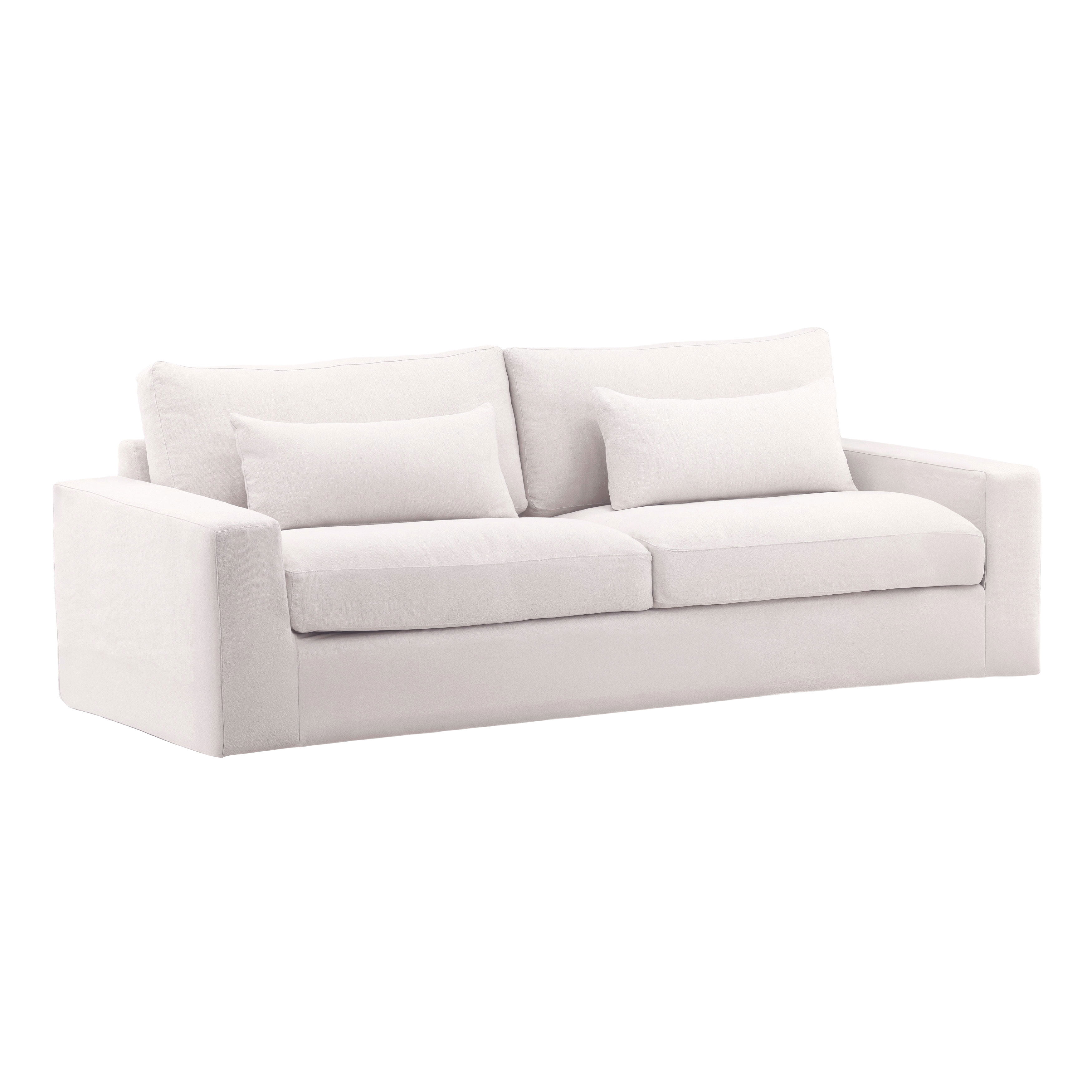 Sylvie Sofa Slipcover White, Sofas & Sectional by Dovetail, 93.5" width x 32" height x 41" depth