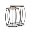 Clapp Round Light Brown with White Wash Wood and Silver Metal Nesting Accent Tables (Set of 2), Side & End Table by Mercana, 19" length x 19" width x 26" height thumbnail 1