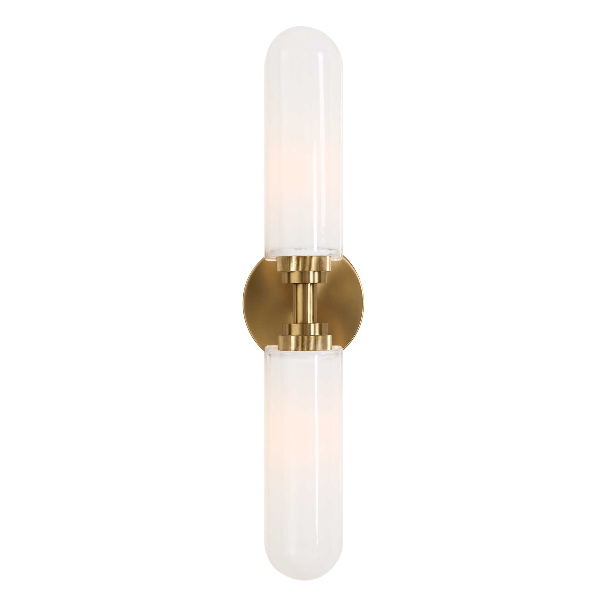 Wellsville 2 Lt Brass Sconce, Ceiling Light by Uttermost, 22" width x 5" height x 4.37" depth View 7