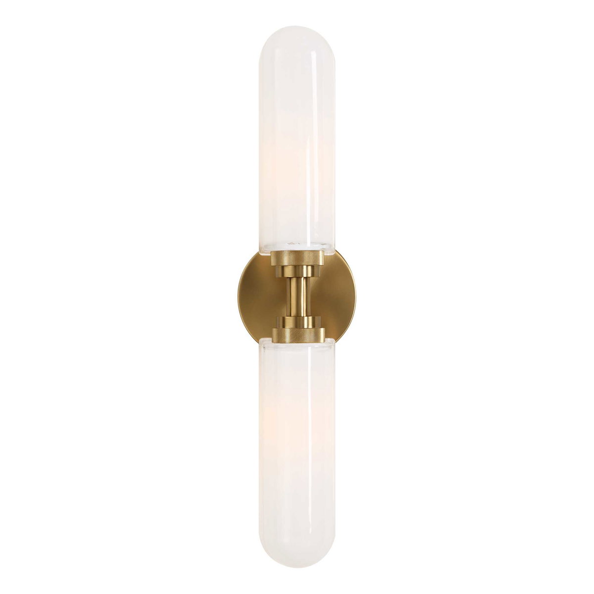 Wellsville 2 Lt Brass Sconce, Ceiling Light by Uttermost, 22" width x 5" height x 4.37" depth View 7