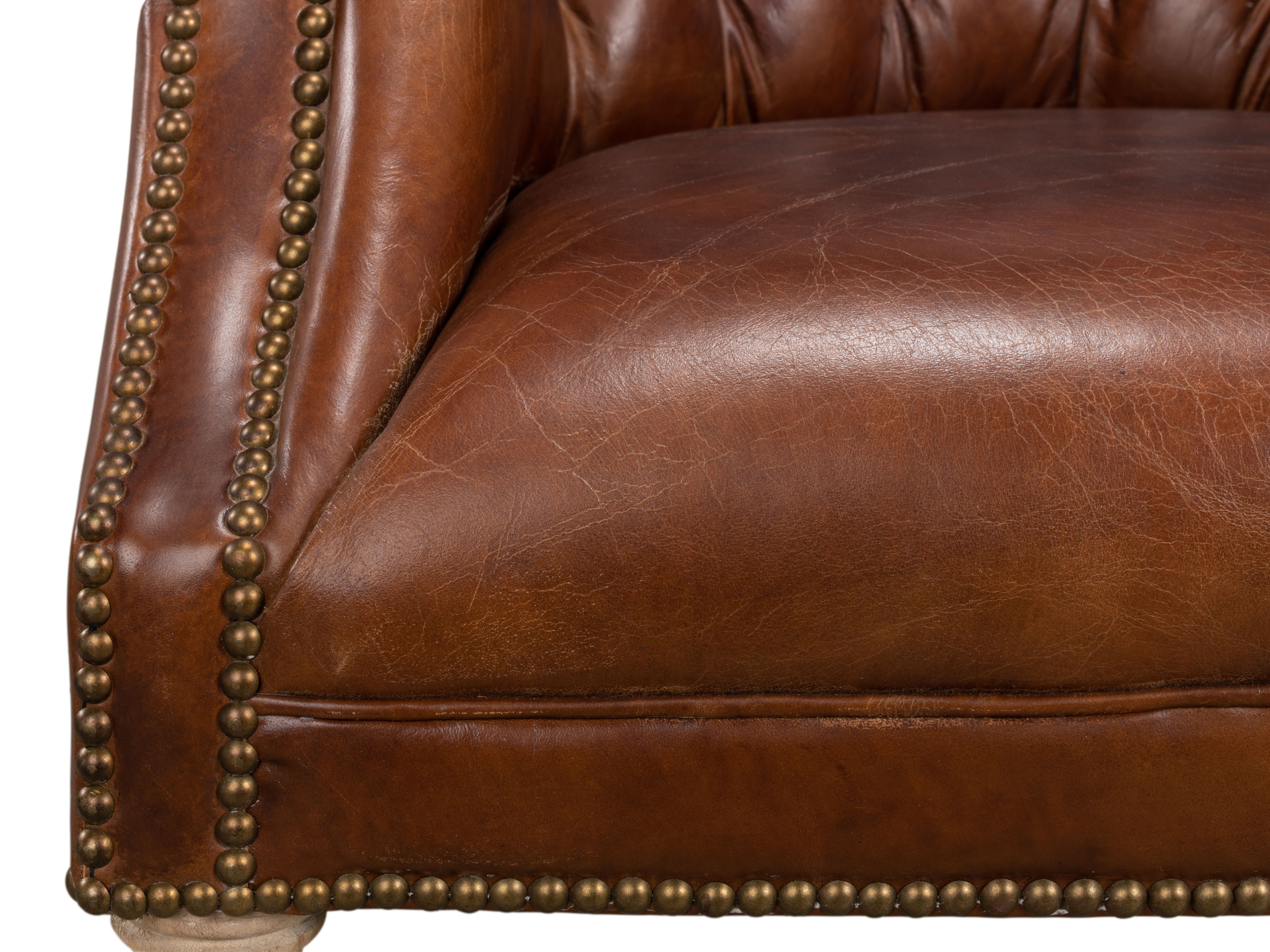 Welsh Leather Chair, Vintage Havana, Seating by Sarreid, 32" length x 33" width x 43" height View 9