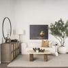 Symona Travertine and Mango Wood Rectangle Coffee Table thumbnail 1