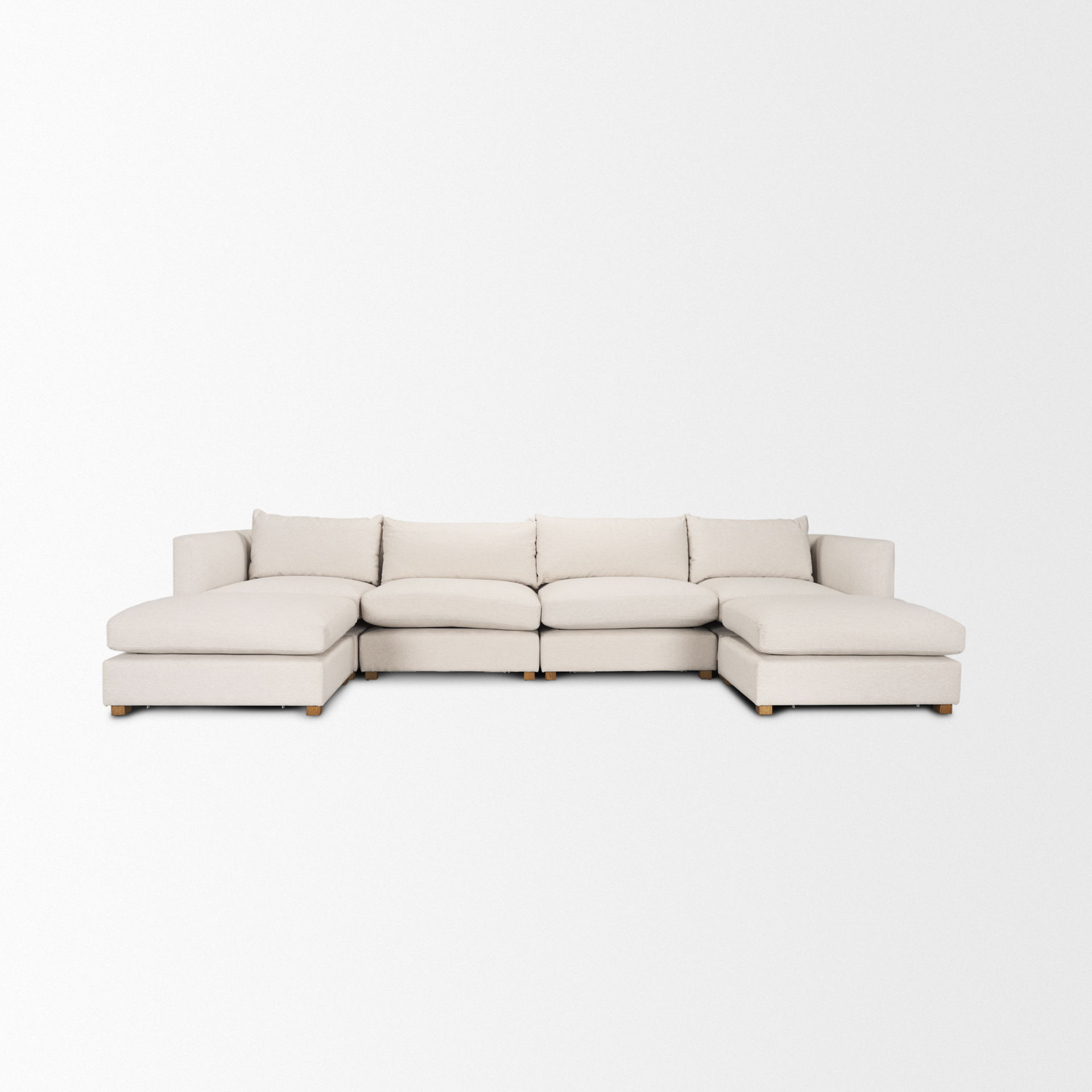 Halston 6 Piece (with 2 x Ottoman) Oatmeal Double Chaise Sofa Set large image 