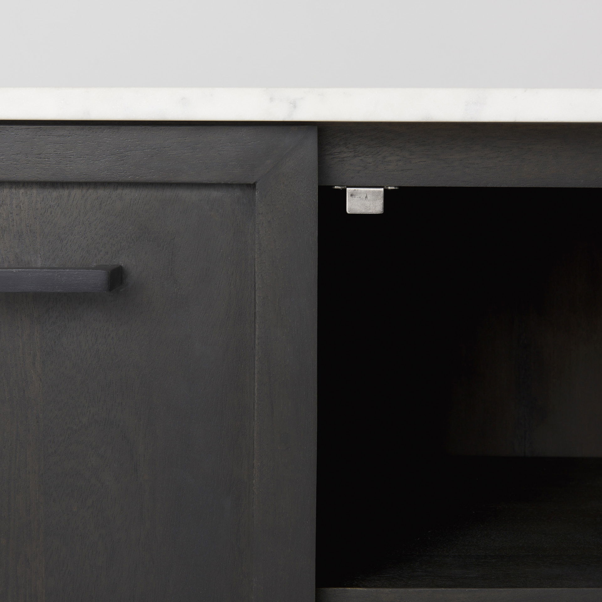 Divina Black-Brown Wood with White Marble Top and Black Metal Base Sideboard large image 
