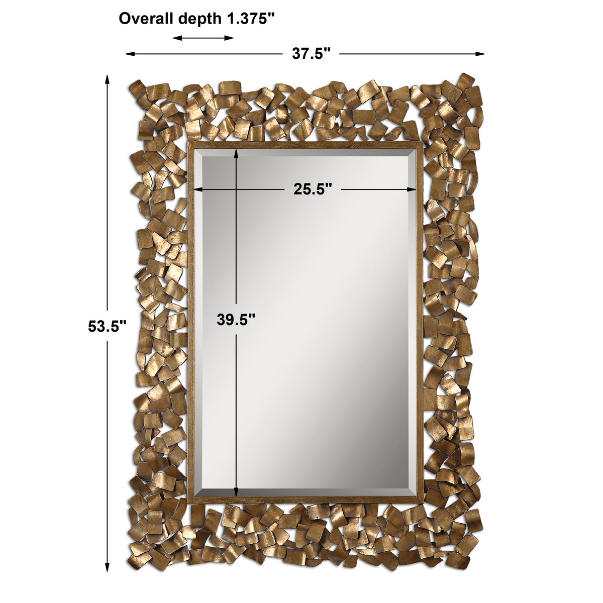 Capulin Antique Gold Mirror, by Uttermost, 3'1.5" width x 4'5.5" height x 1.37" depth View 3
