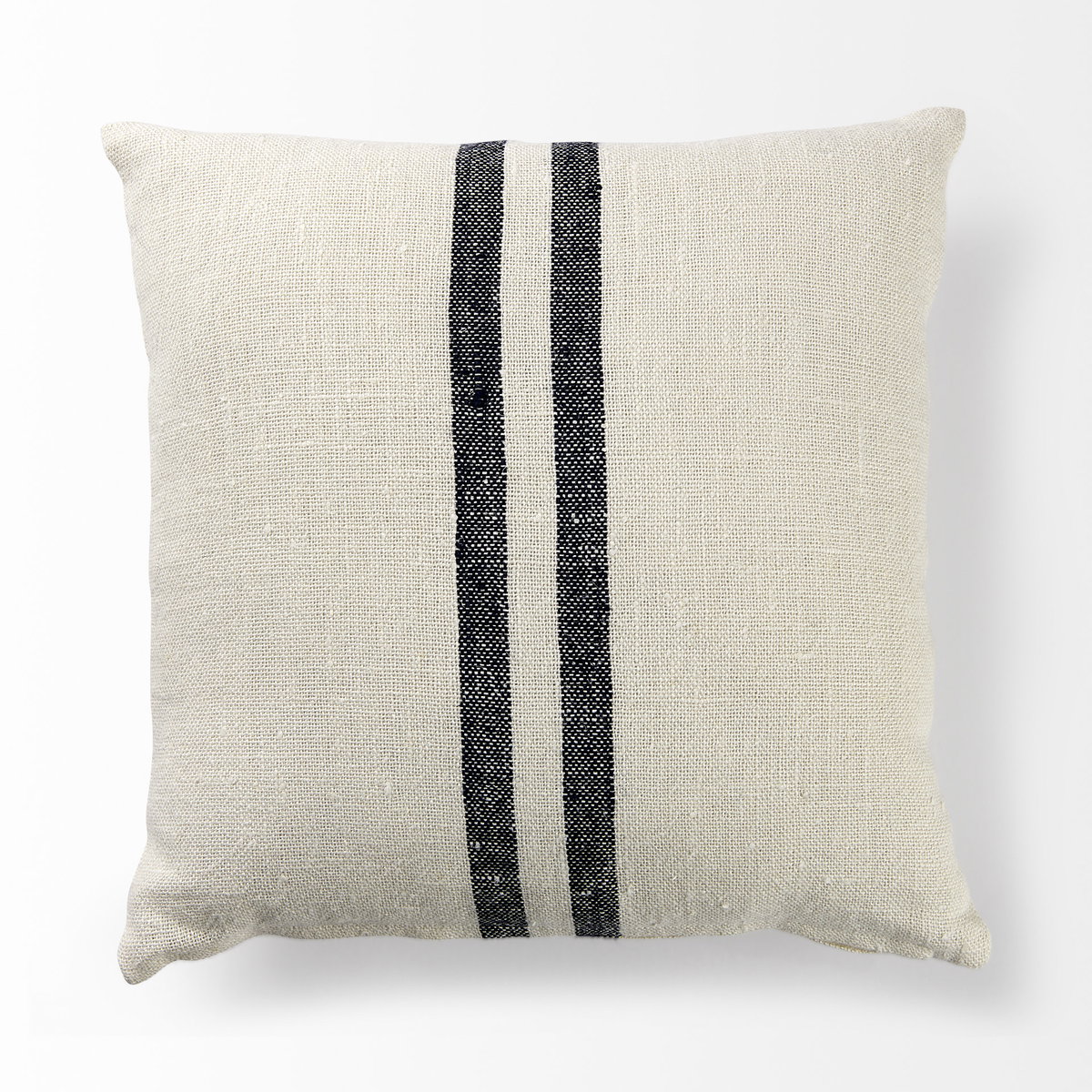 Sandra 18 x 18 Beige With Blue Stripes Decorative Pillow Cover, by Mercana, 18" length x 18" width x 0.2" height View 6