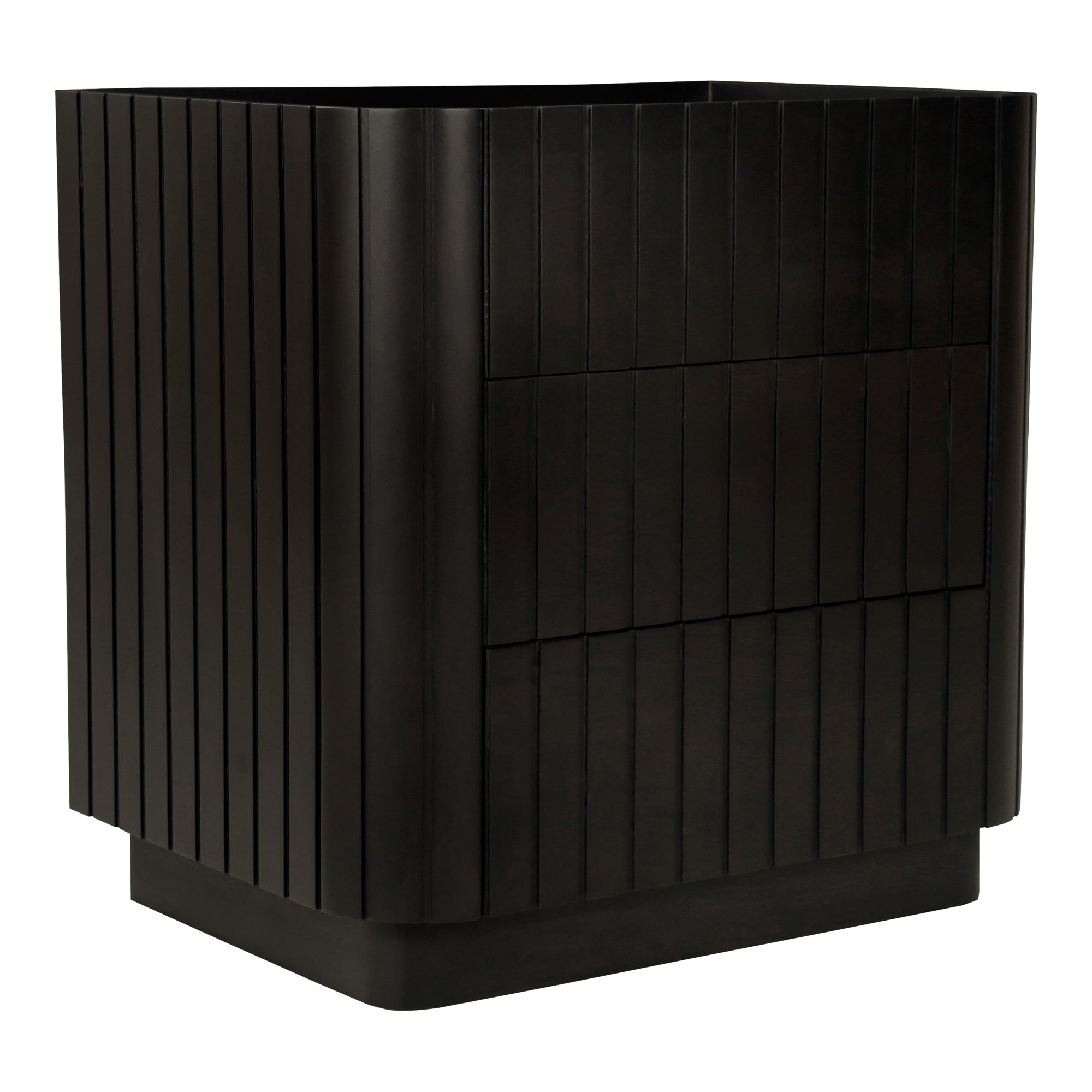 Povera 3 Drawer Nightstand Black, Dresser by Moe's Home, 28" width x 28" height x 20" depth View 3