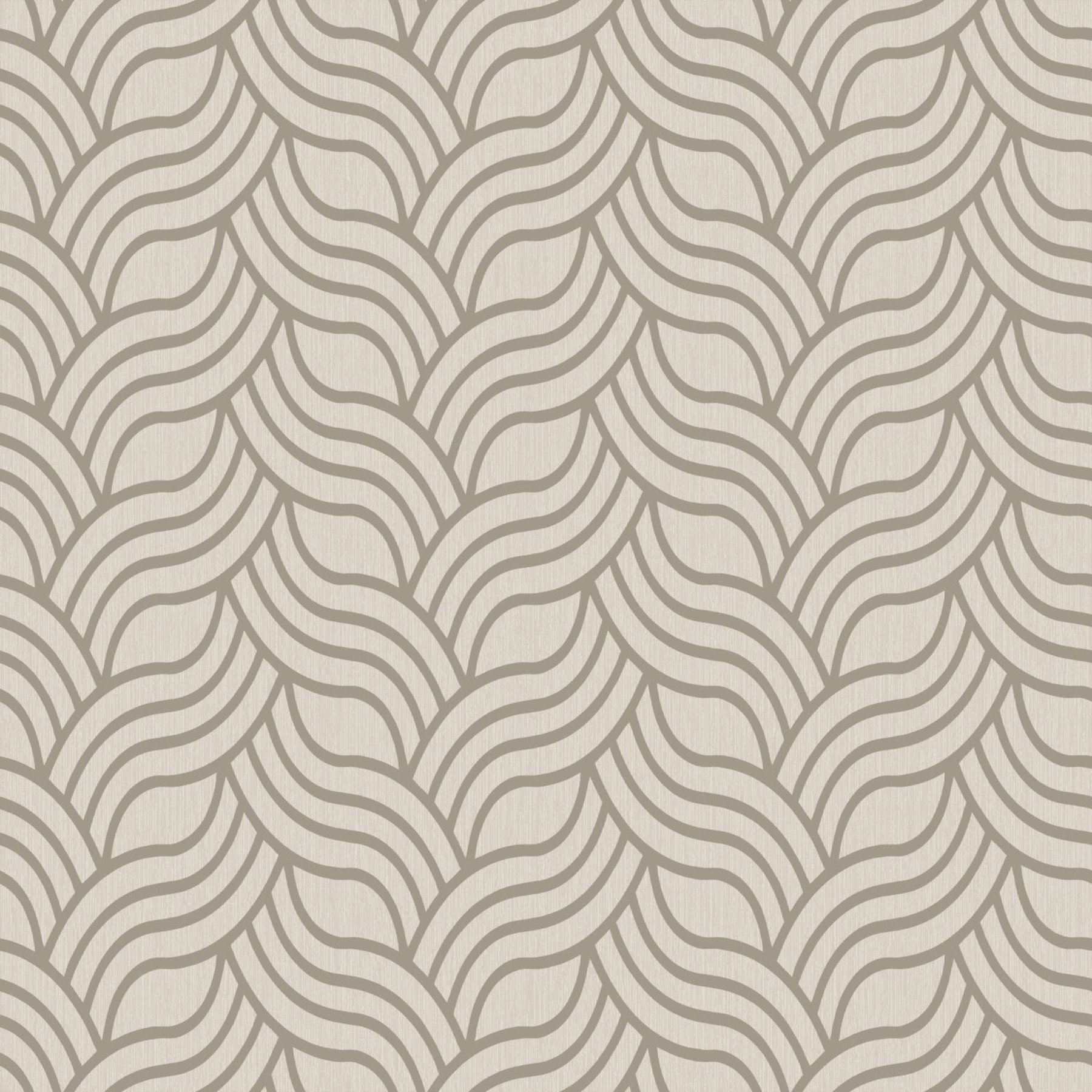 Cream & Gold Metallic Interlocking Geo Wallpaper, by York Wall, 33' length x 1'9" width x 0.02" depth