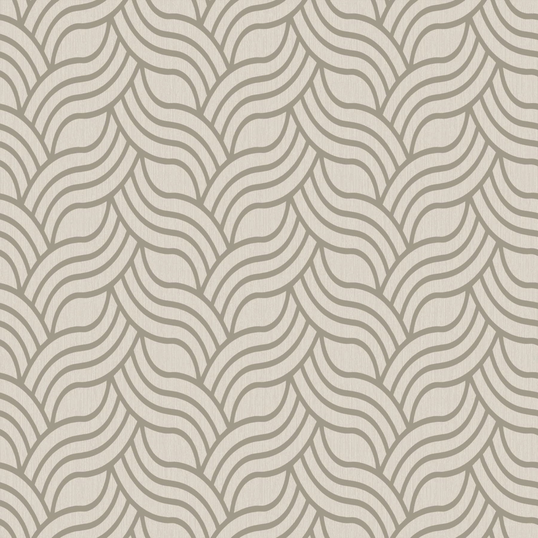 Cream & Gold Metallic Interlocking Geo Wallpaper large image 