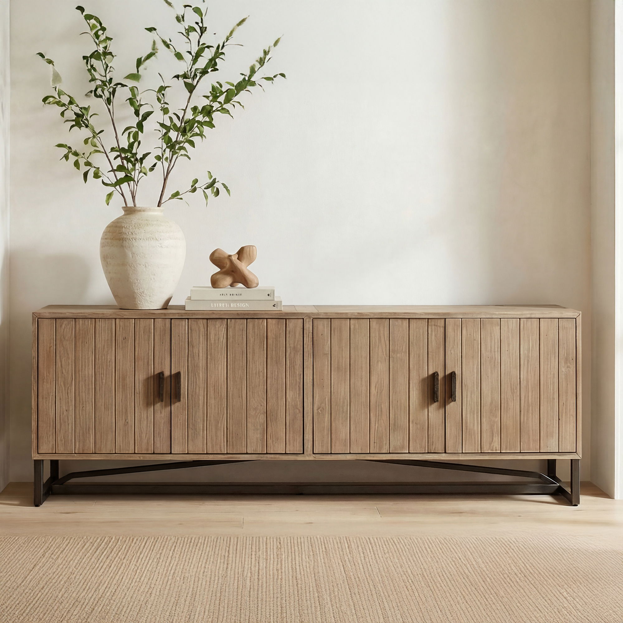 Sierra Media Unit Natural, Media Console by Moe's Home, 79" width x 25.5" height x 15.7" depth View 7
