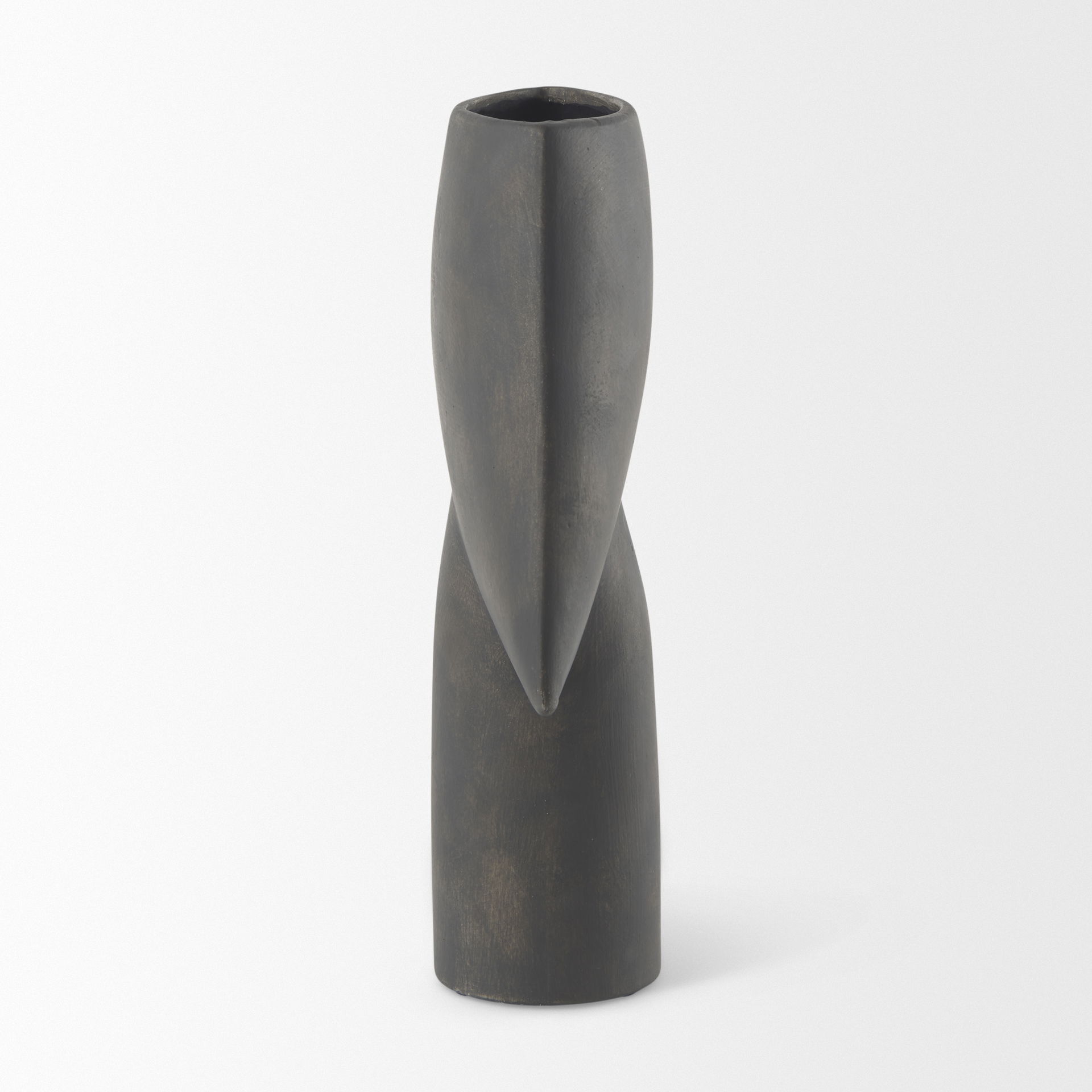 Rylee 13.0H Dark Brown Ceramic Vase large image 