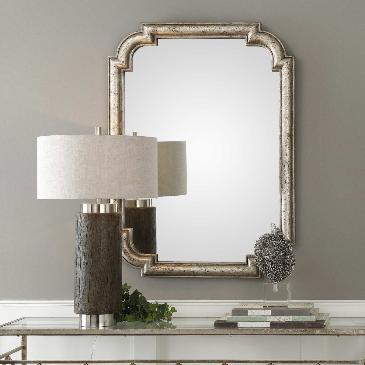 Calanna Antique Silver Mirror, by Uttermost, 32.75" width x 45.25" height x 2.25" depth View 2