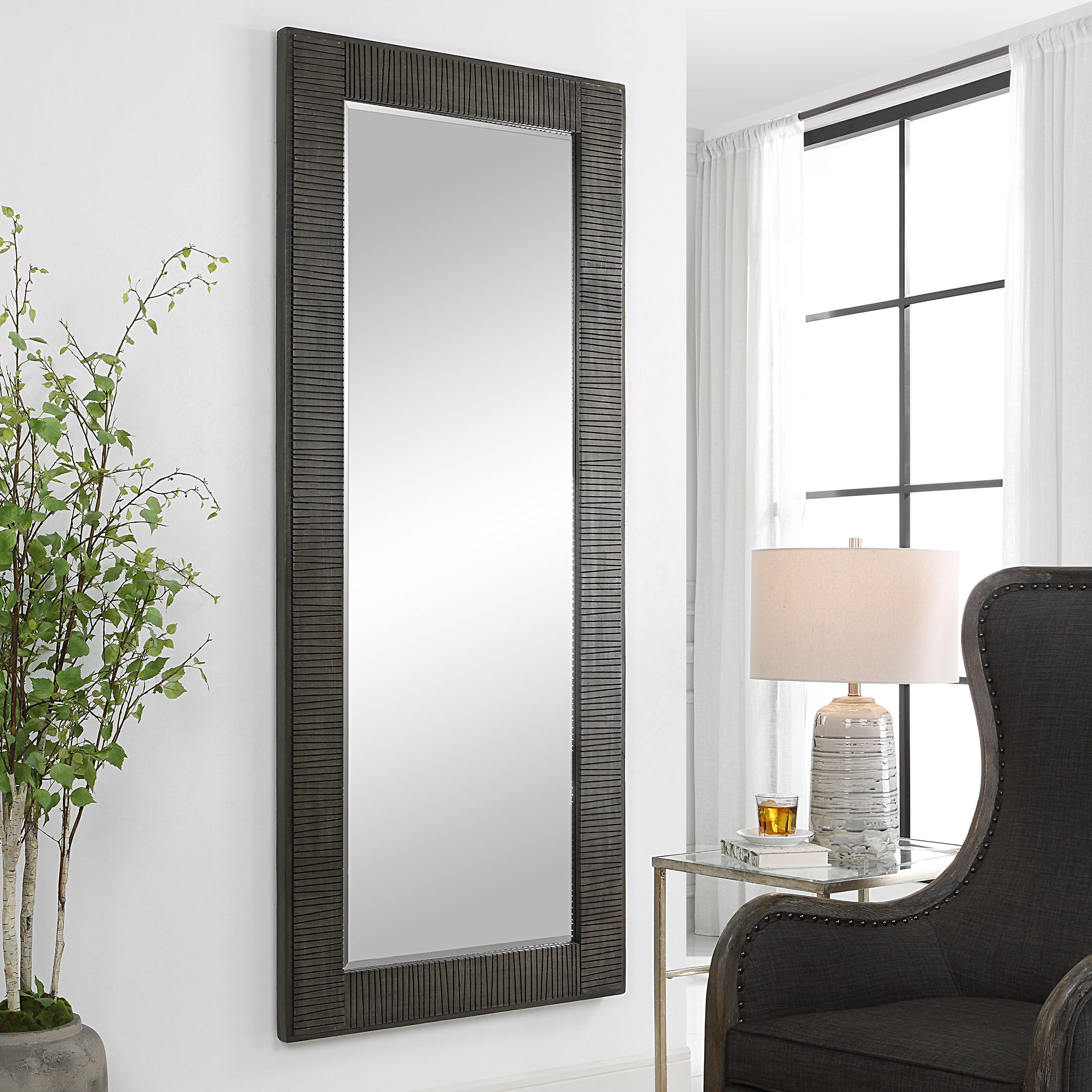 Figaro Oversized Wooden Mirror, by Uttermost, 33.5" width x 81.5" height x 2" depth View 5