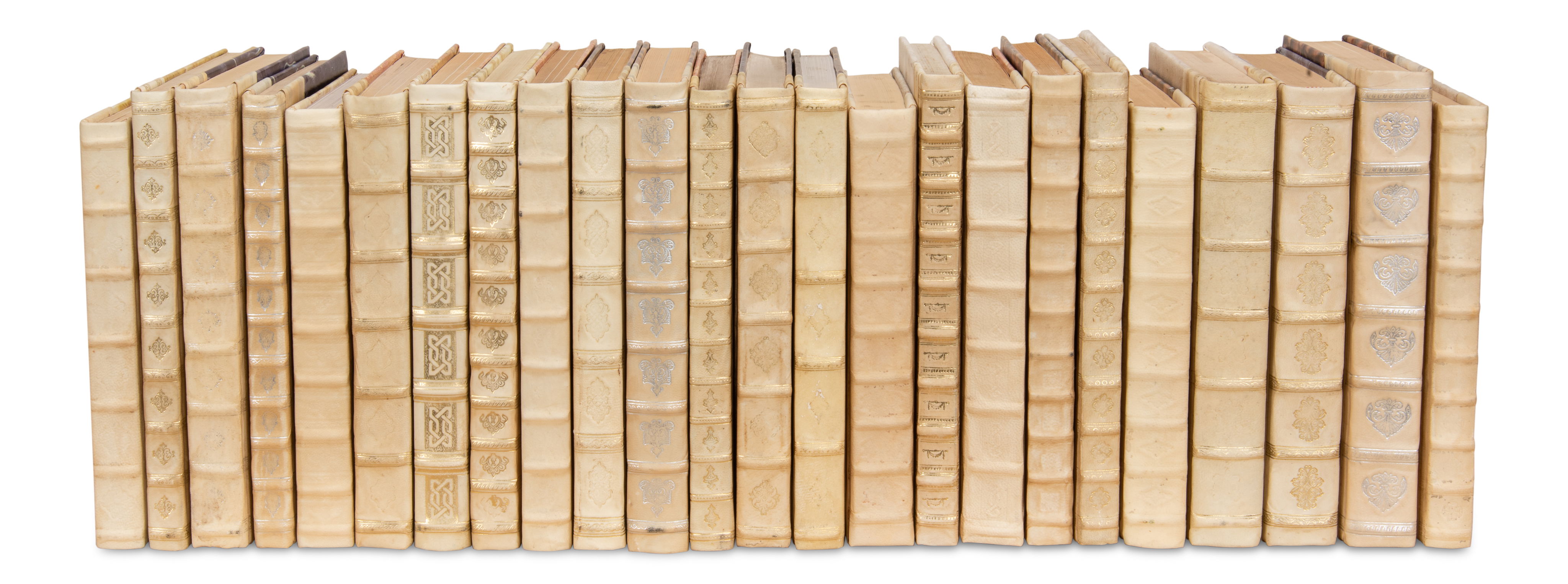 White Leather & Paper Books,S/24, Decor by Sarreid, 30" length x 8" width x 10" height View 1