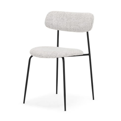 Casey Matte Black Metal with Gray Fabric Dining Chair
