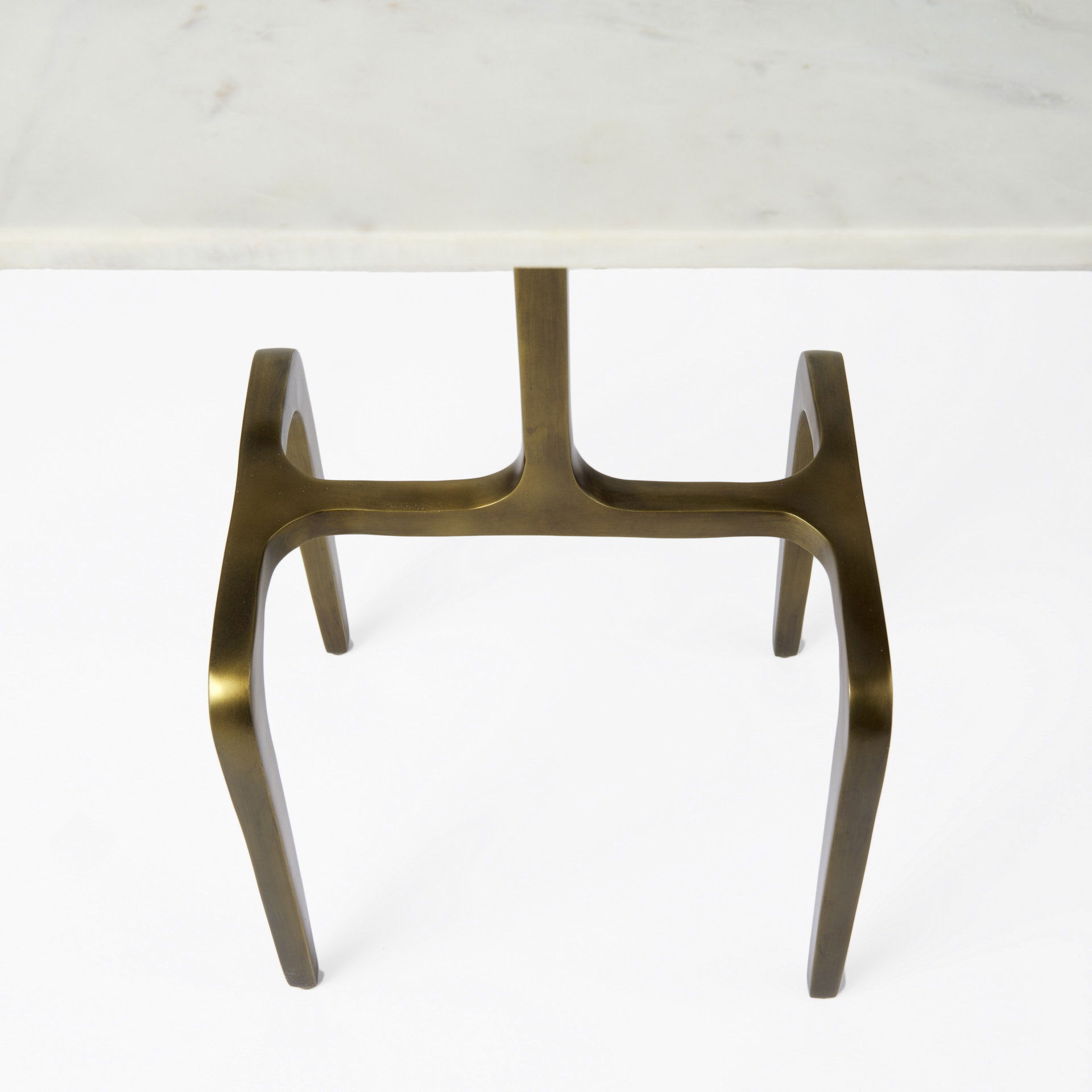Preston  White Marble Top with Gold Metal Accent Table large image 