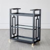 Grid Block Bar CartBlack Lacquer with Shiny Bras, Decor by Global Views, 36" length x 16" width x 42" height thumbnail 2