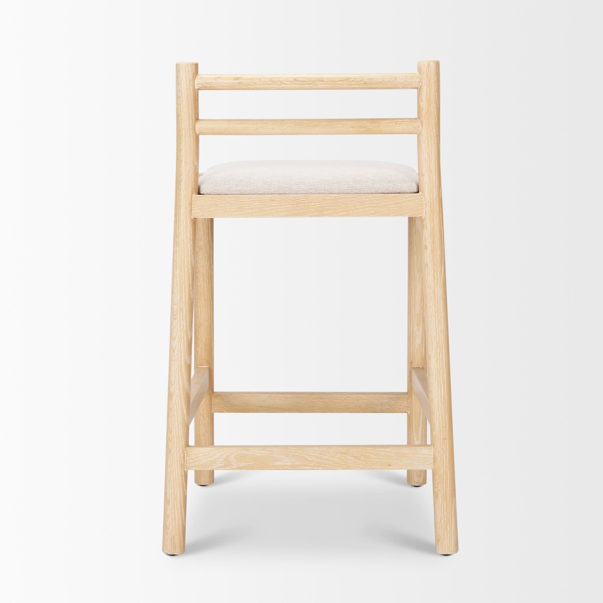 Sam Counter Stool with Light Brown Wood Frame and Beige Upholstered Seat, Counter & Bar Stool by Mercana, 19" length x 18.25" width x 33.75" height View 6