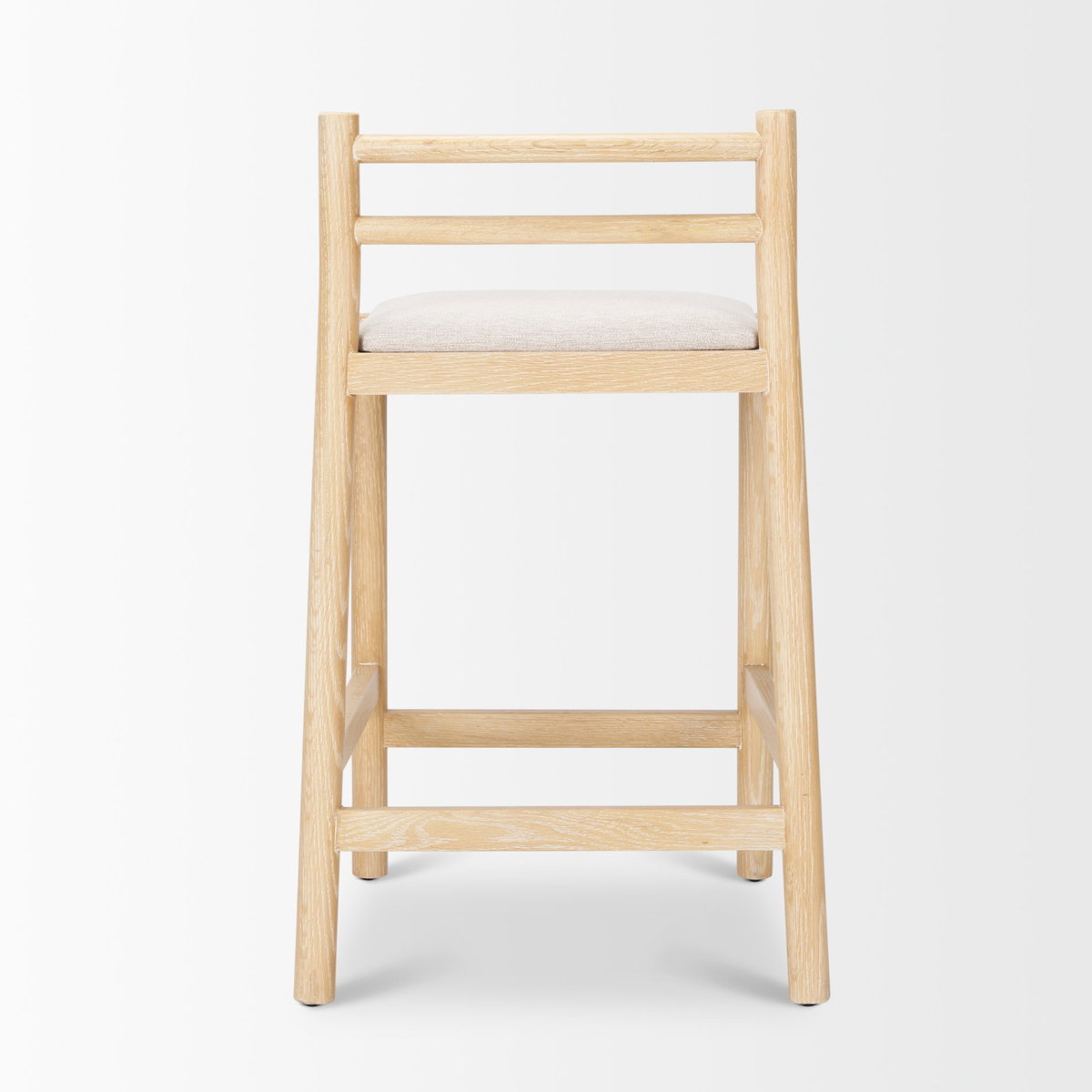 Sam Counter Stool with Light Brown Wood Frame and Beige Upholstered Seat, Counter & Bar Stool by Mercana, 19" length x 18.25" width x 33.75" height View 6