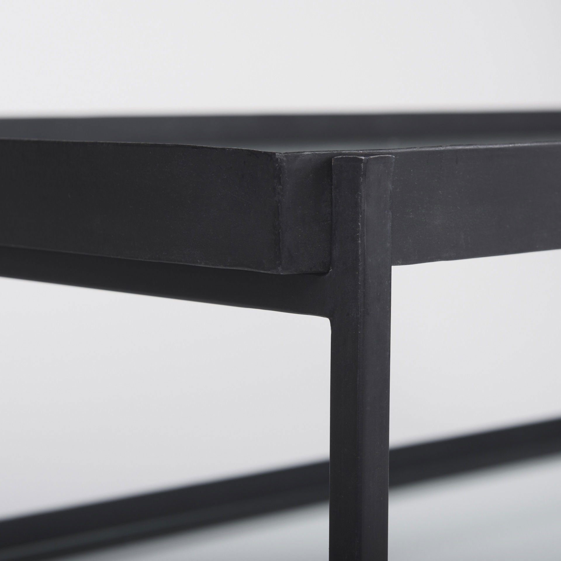 Trey 56'L x 32'W x 17'H Black Metal with Glass Coffee Table large image 