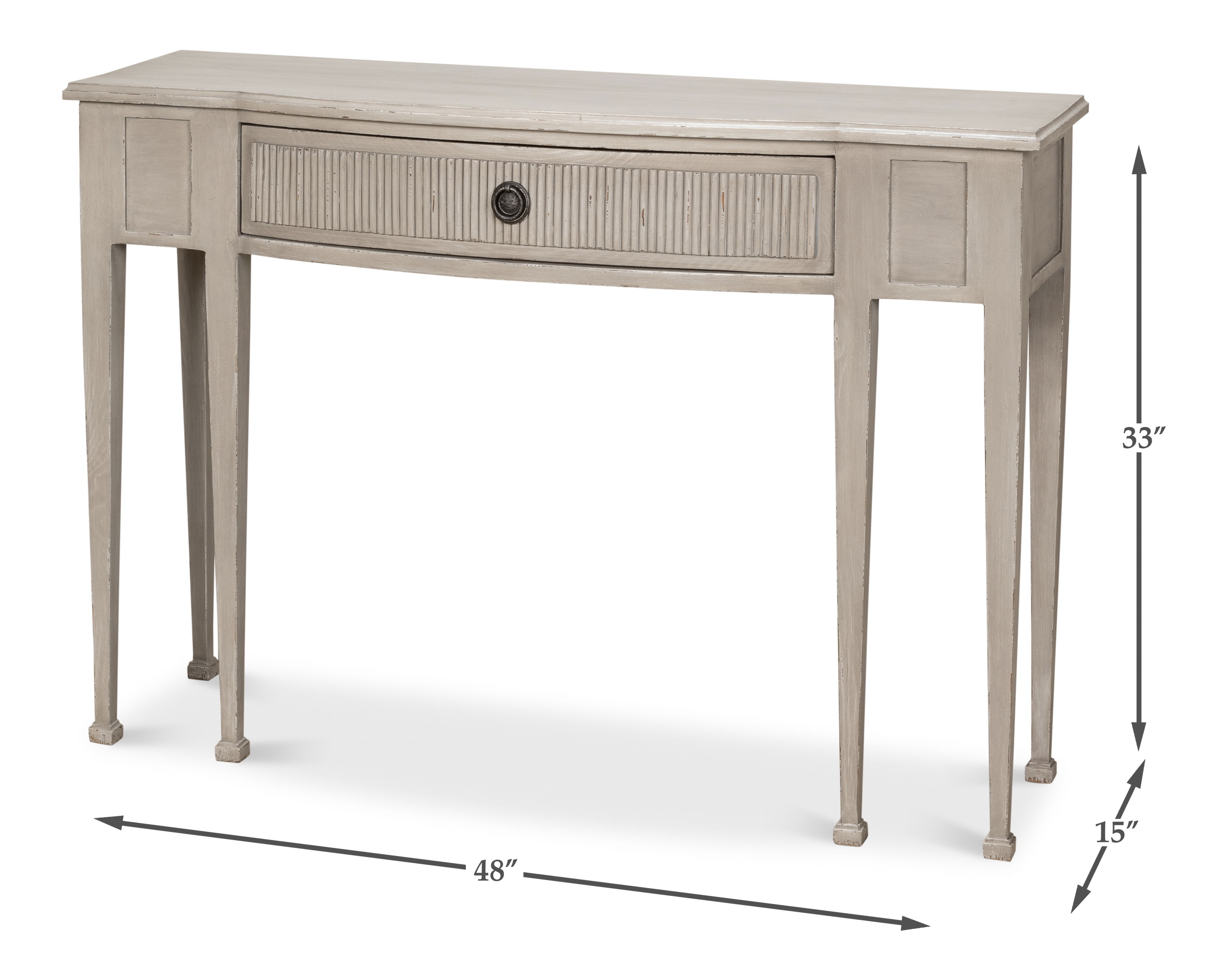 Madora Bungalow Console Table, Grey, by Sarreid, 48" length x 15" width x 33" height View 13