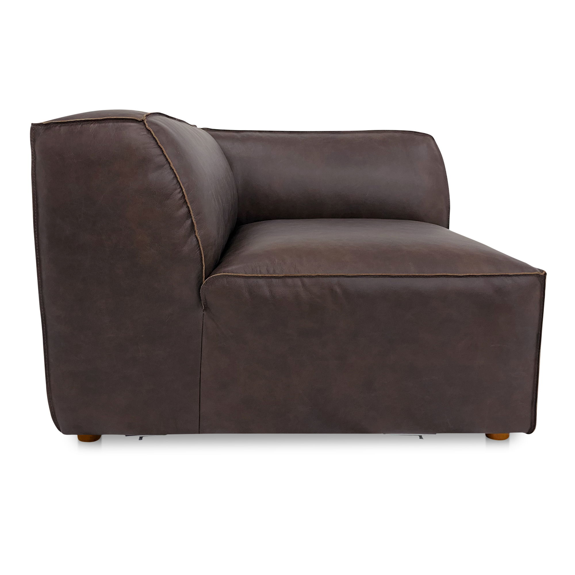 Form Corner Chair Espresso Brown Leather, Sectional Sofa by Moe's Home, 40.5" width x 26" height x 40.5" depth View 1