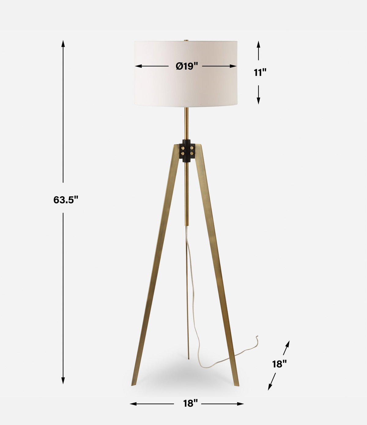 Anchorage Tri-pod Floor Lamp, by Uttermost, 1'7" width x 5'3.5" height x 1'7" depth View 3