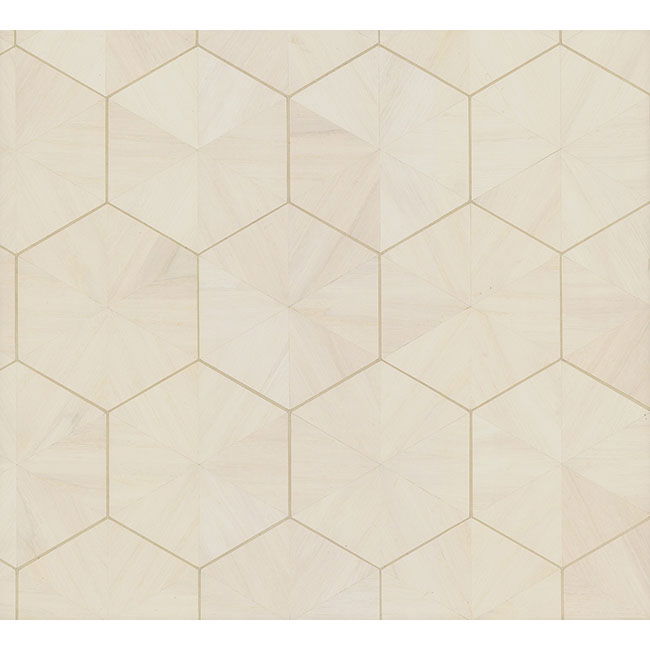 Hexagram Wood Veneer Off White Wallpaper large image 