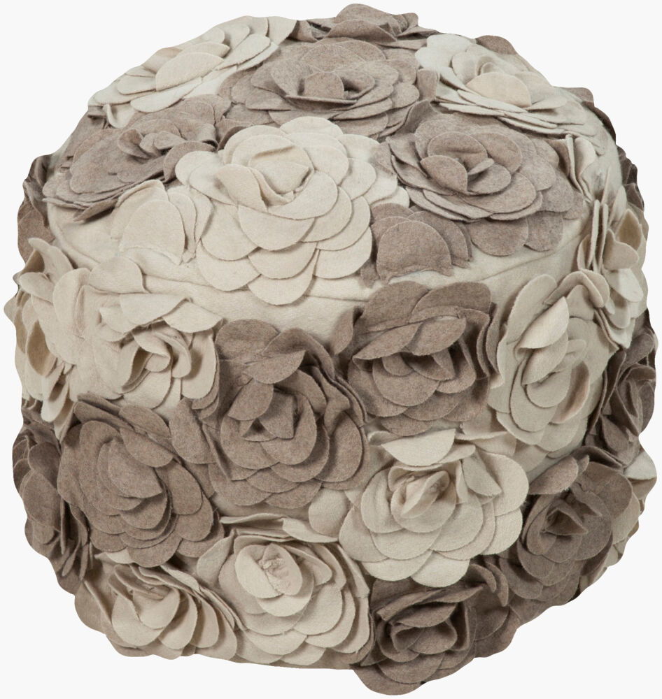 Felted Floral Pouf, Ottoman by Surya, 18" width x 14" height
