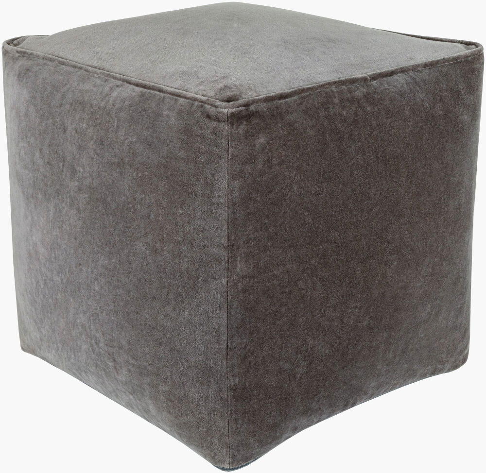 Cotton Velvet Pouf, Ottoman by Surya, 16" width x 16" height