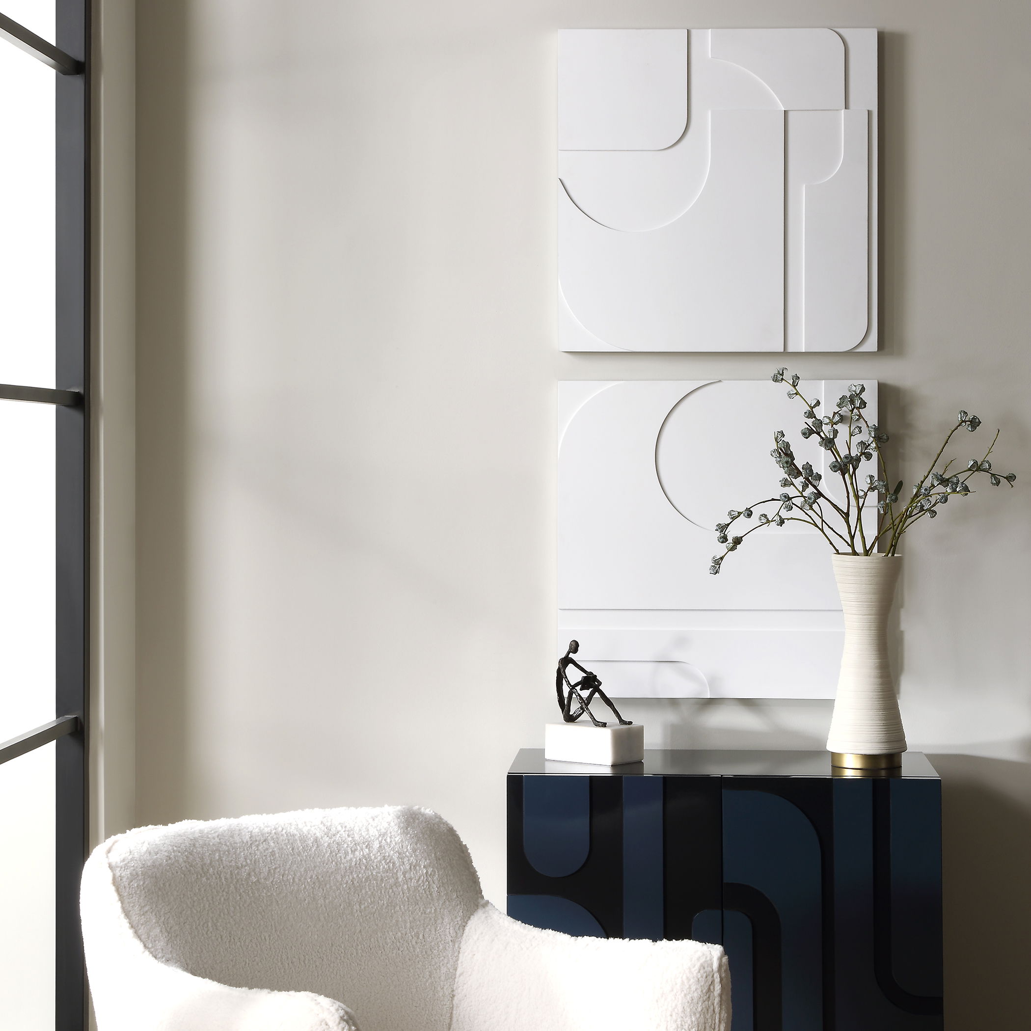 Contours White Wall Decor Set/2 large image 