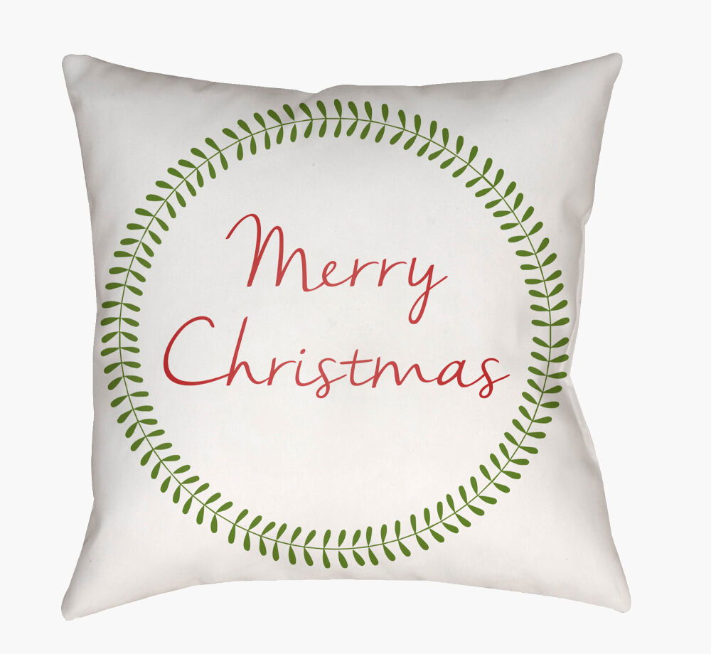 Merry Christmas II Accent Pillow, Decorative Pillow by Surya, 18" length x 18" width