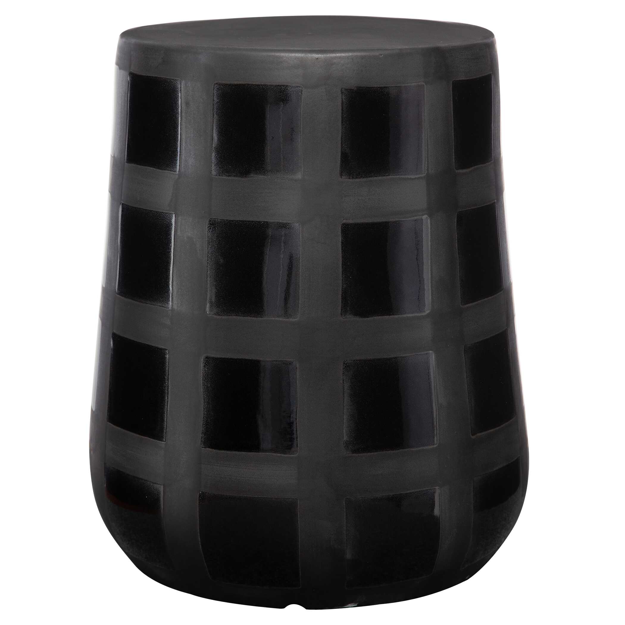 Patchwork Gridded Black Garden Stool large image 