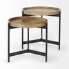 Marquisa (Set of 2)  Light Brown Wood with Black Metal Base Nesting Side Tables, Side & End Table by Mercana, 22.5" length x 22.5" width x 20.8" height thumbnail 10
