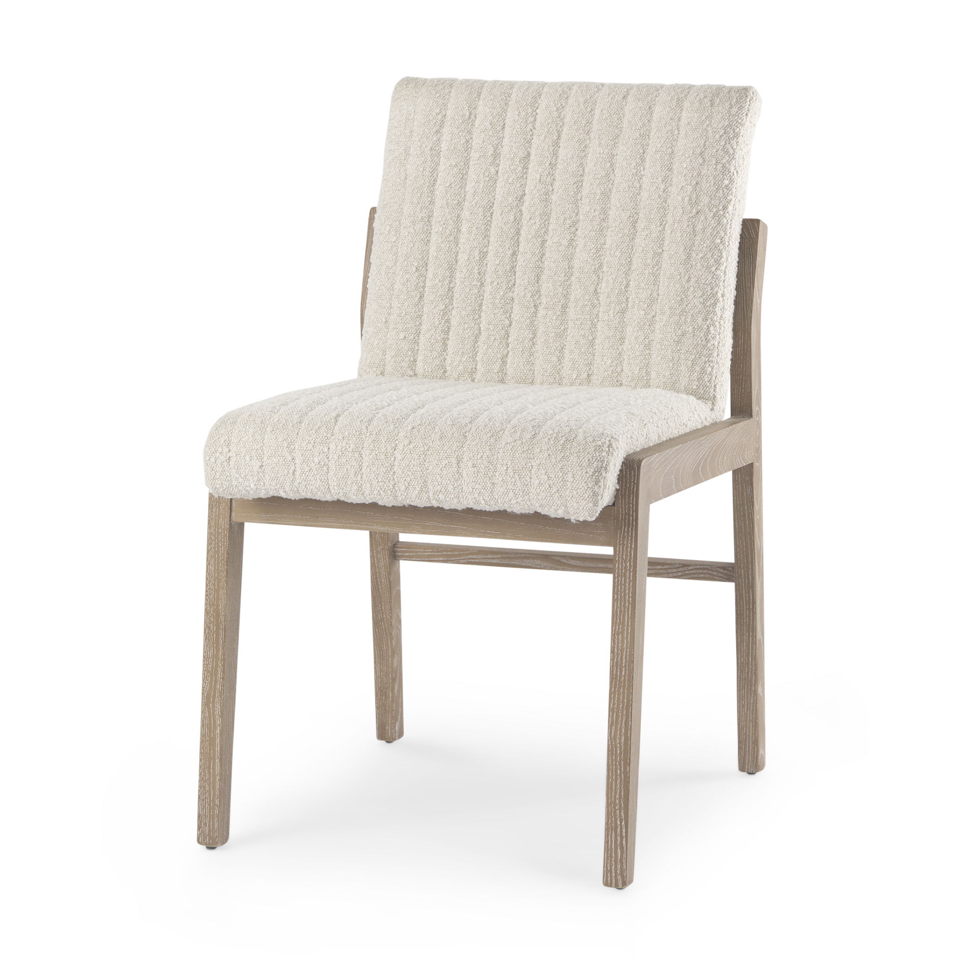 Tahoe Cream Boucle Upholstered and Light Brown Wood Armless Dining Chair large image 