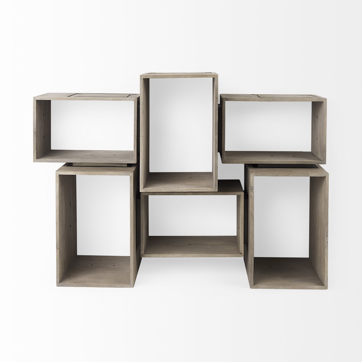 Simul (Set of 2) Light Brown Wood Modular Shelving Unit, Shelving & Bookcase by Mercana, 24" length x 16" width x 16" height View 14