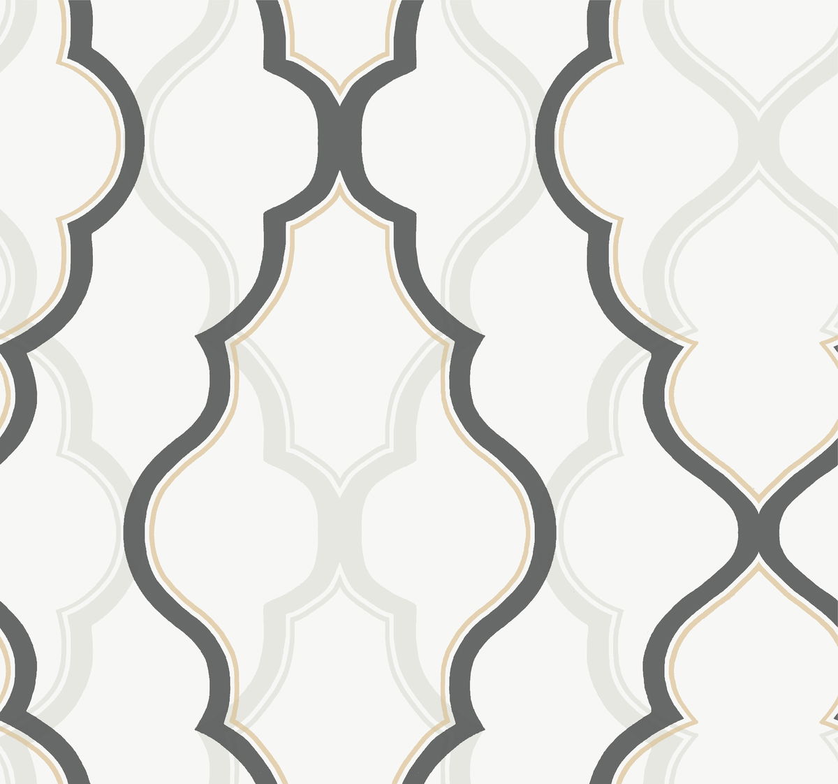 Double Damask White & Black Wallpaper, by York Wall, 27' length x 2'3" width x 0.02" depth