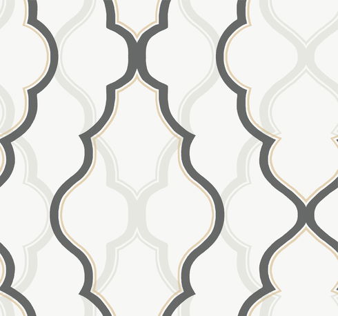 Double Damask White & Black Wallpaper