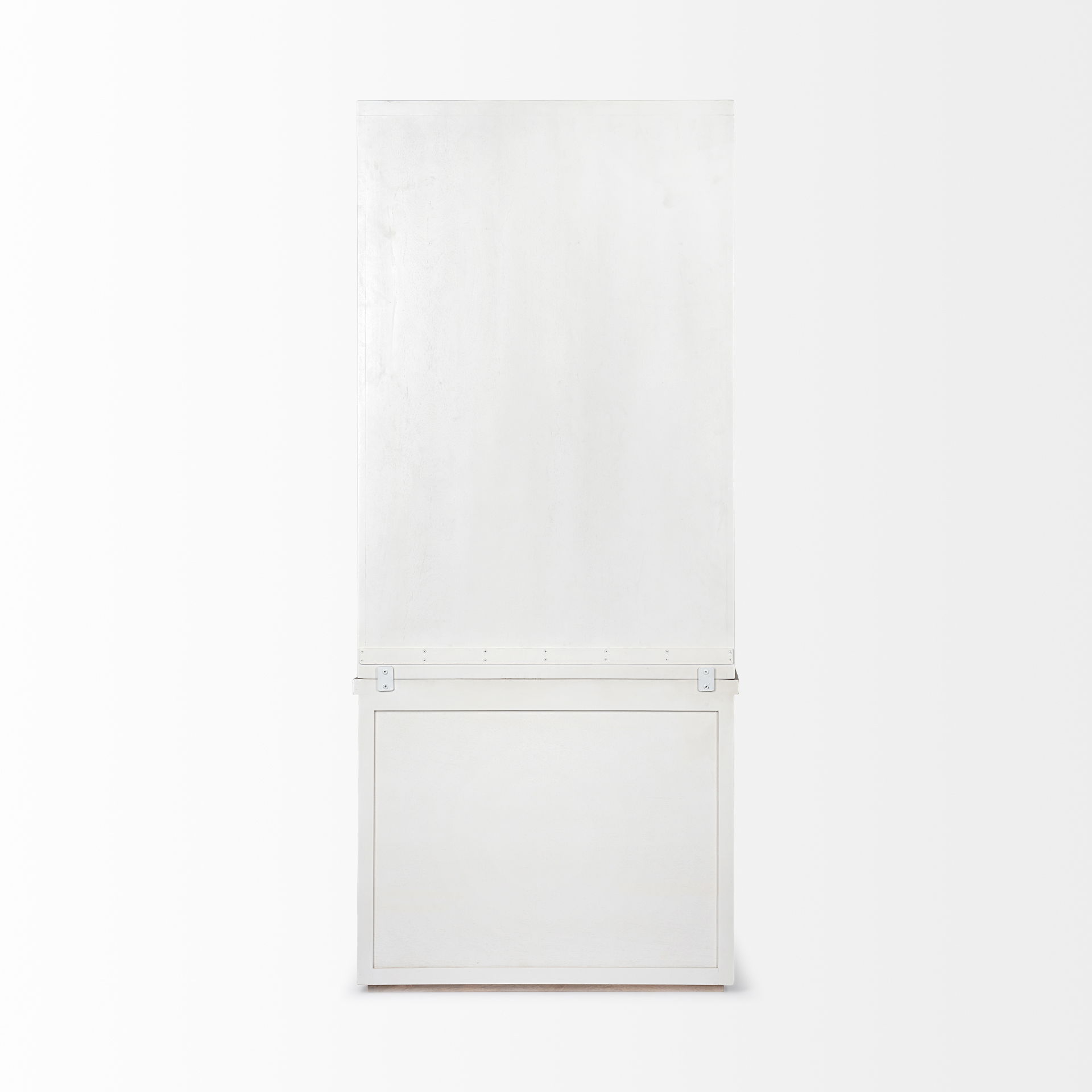 Fairview I  White and Medium Brown Wood Three Shelf Shelving Unit, Shelving & Bookcase by Mercana, 39" length x 17" width x 90" height View 6