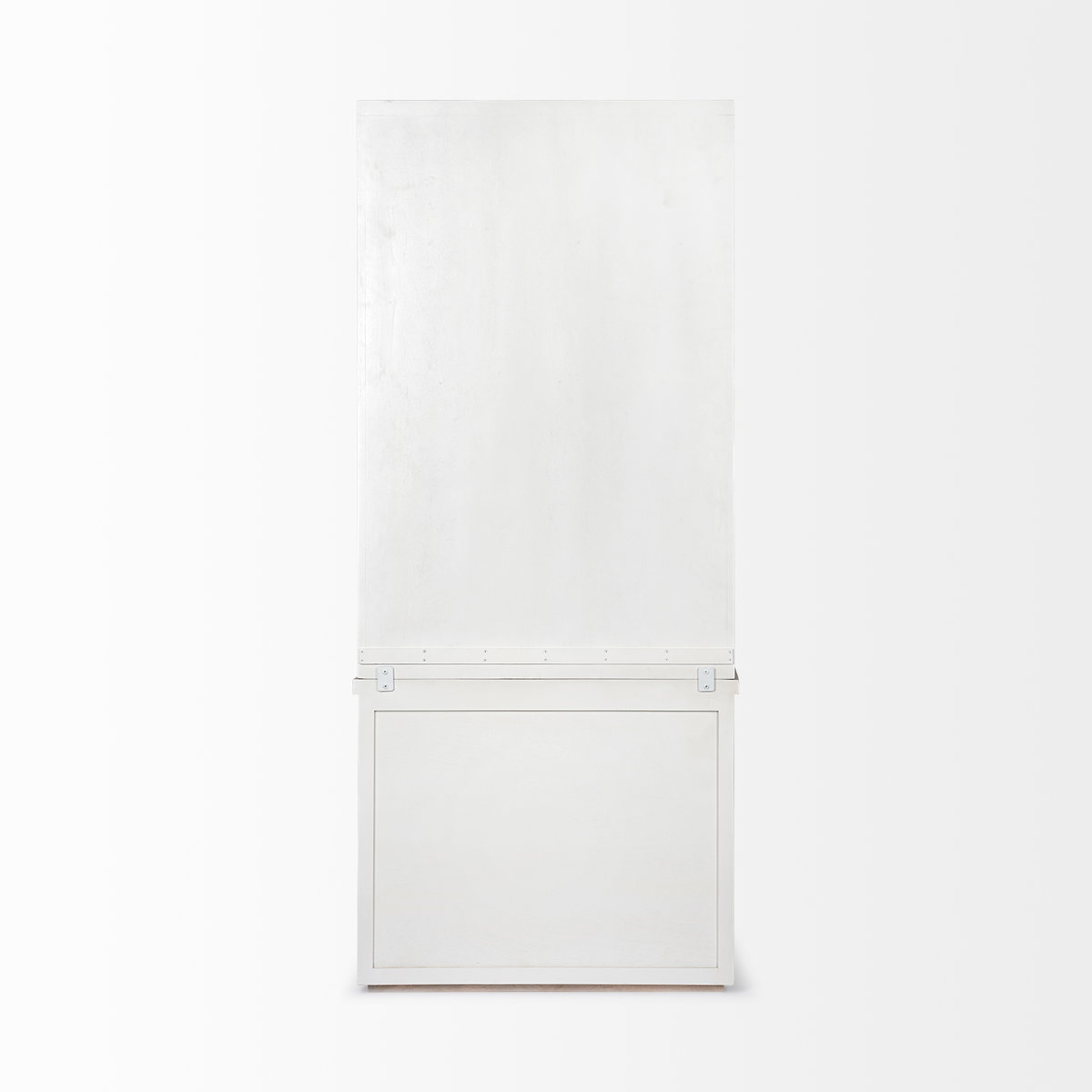 Fairview I  White and Medium Brown Wood Three Shelf Shelving Unit, Shelving & Bookcase by Mercana, 39" length x 17" width x 90" height View 6