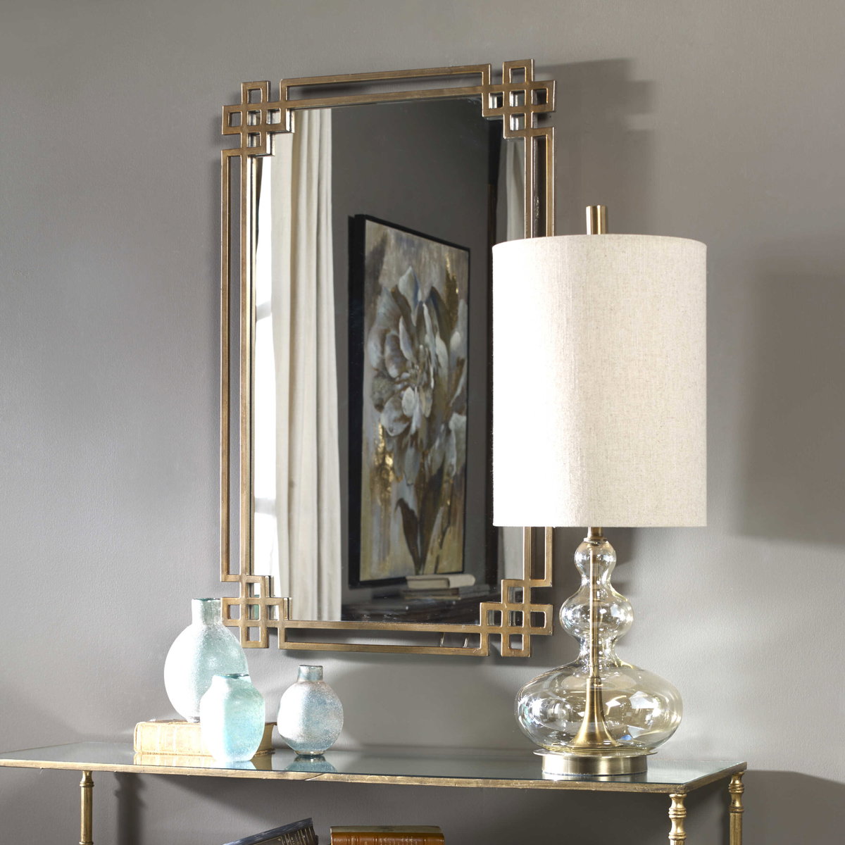 Devoll Antique Gold Mirror, by Uttermost, 1'10.75" width x 3'0.62" height x 1" depth View 5