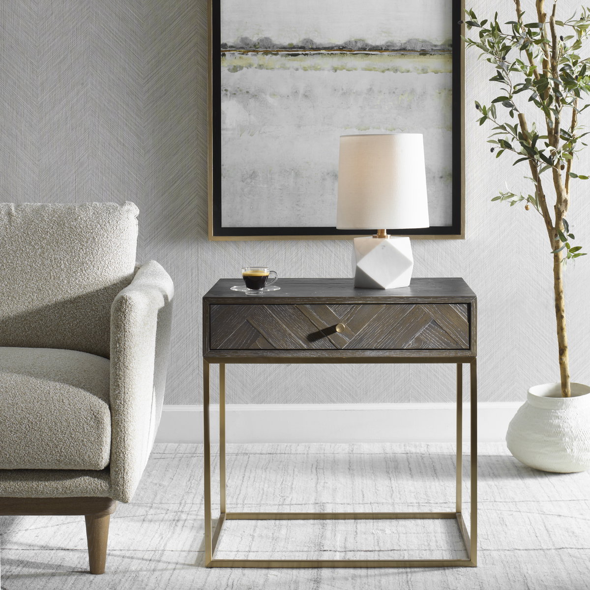 Armistead Walnut Side Table, Side & End Table by Uttermost, 25" width x 25" height x 18" depth View 2