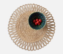 Online Designer Combined Living/Dining Teigan Natural Floral Design Round Placemat Abaca