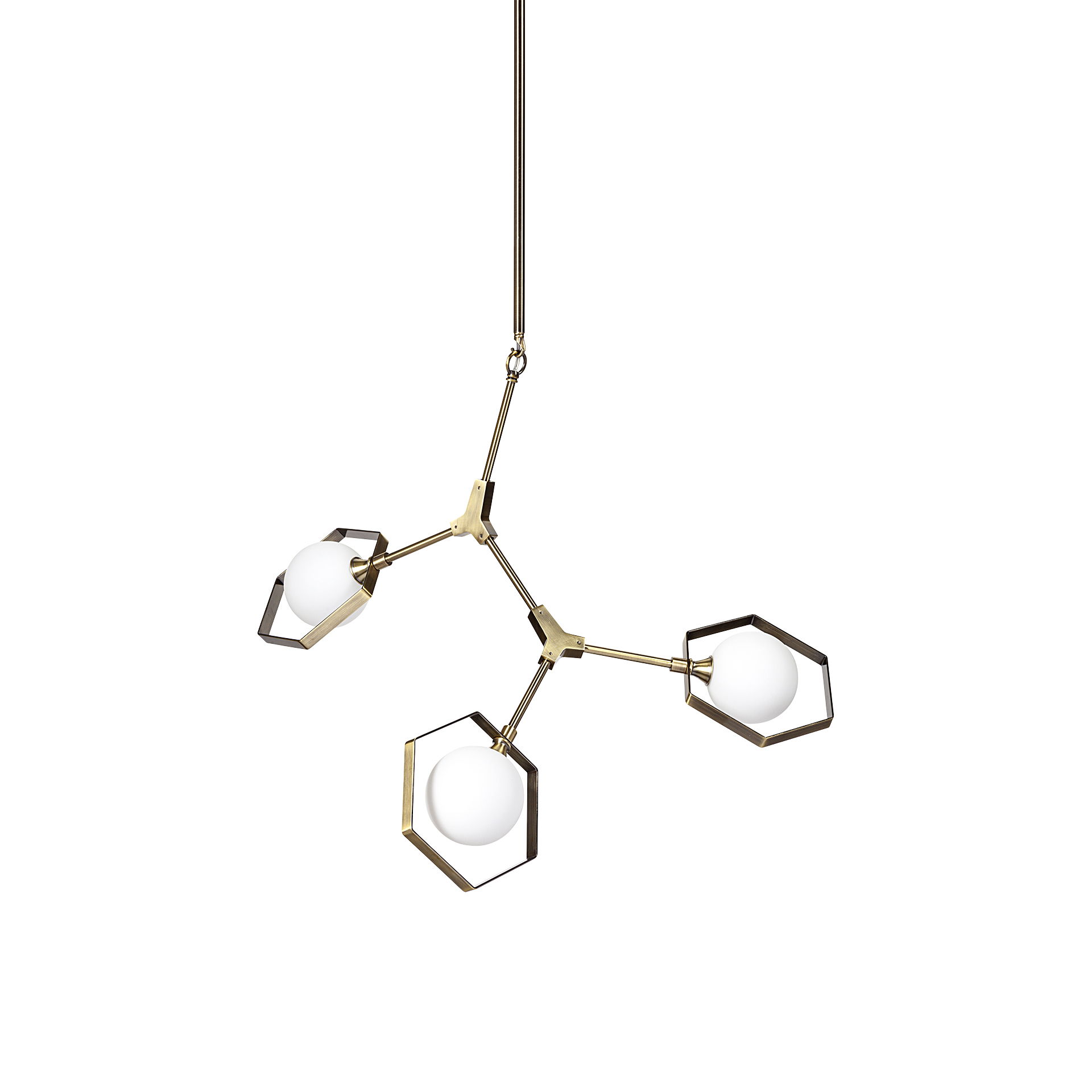 Desousa II (33.9'L x 8.8'W x 28'H) Champagne Metal Multi-Arm Three Light Chandelier, by Mercana, 33.86" length x 8.75" width x 28" height View 1